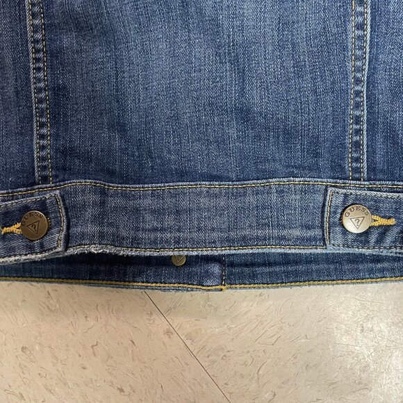 VINTAGE GUESS JEANS Womens Sz Small‎ Blue Button Front Denim Vest - Picture 6 of 9